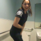 An attractive girl has to pee desperately. She is later seen sitting on a toilet. Pissing and some farting is heard, but no pooping. She reacts to the smell, laughs at herself, and wipes her ass as well. Presented in 720P HD. About 7.5 minutes.